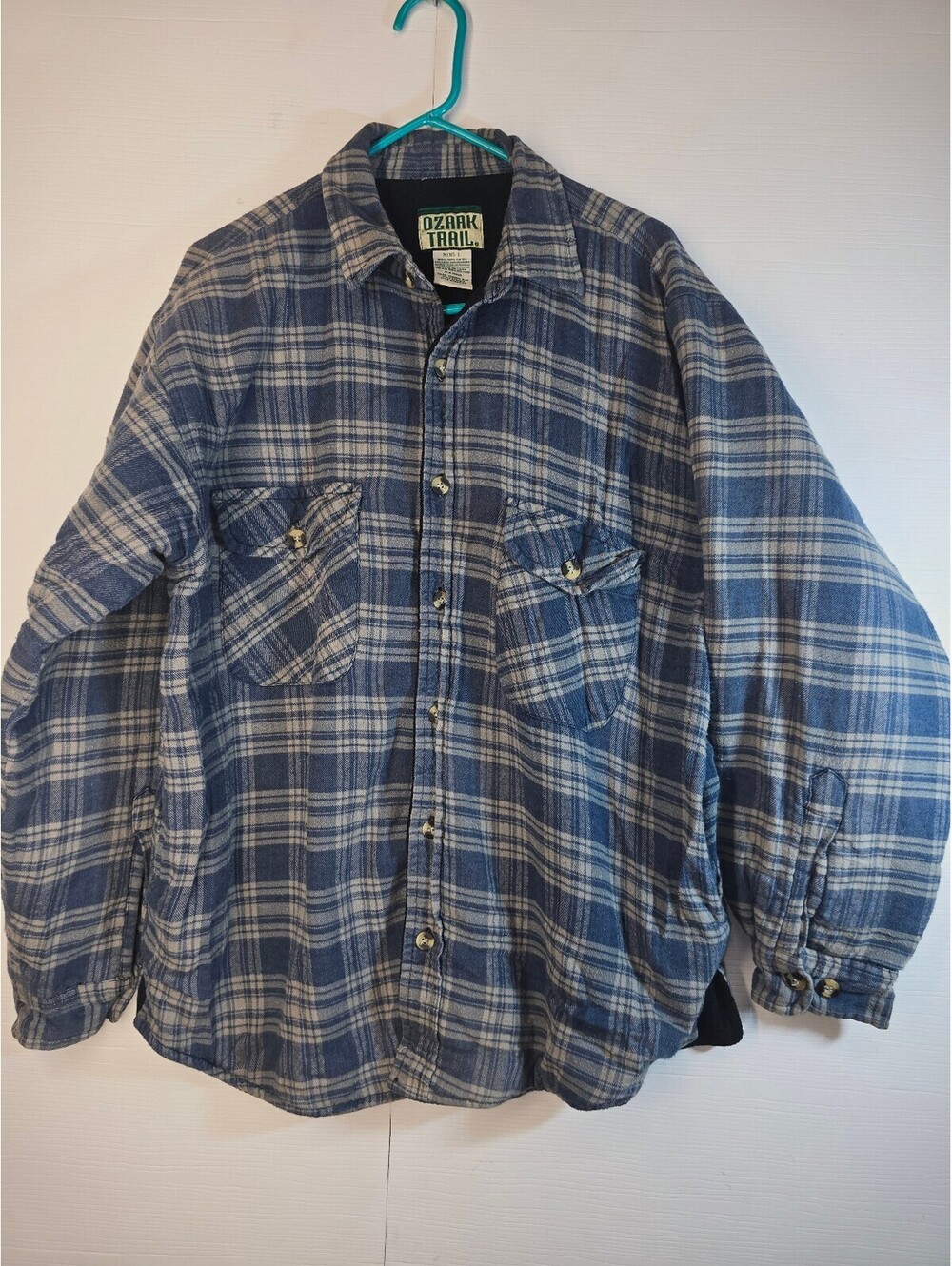 Vintage Ozark Trail Mens Large Fleece Lined Plaid Flannel Shirt Jacket
